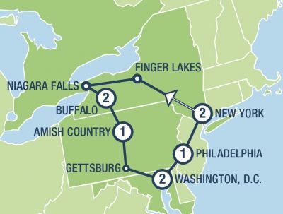 Map showing the Tour regions